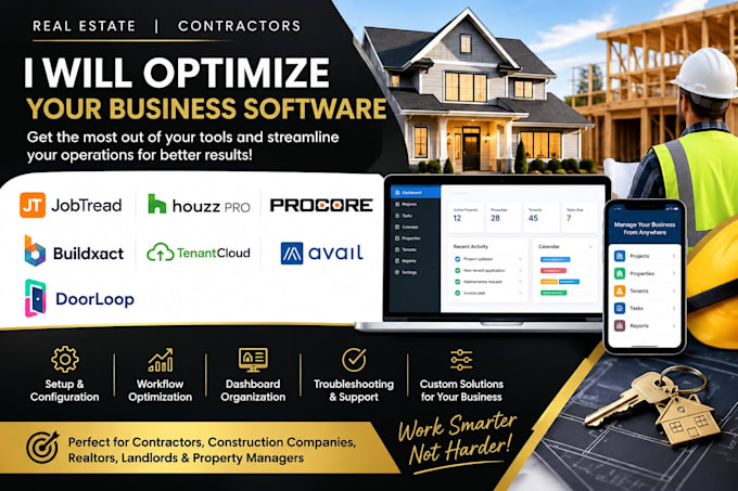 optimize jobtread houzz pro procore buildxact tenantcloud avail doorloop