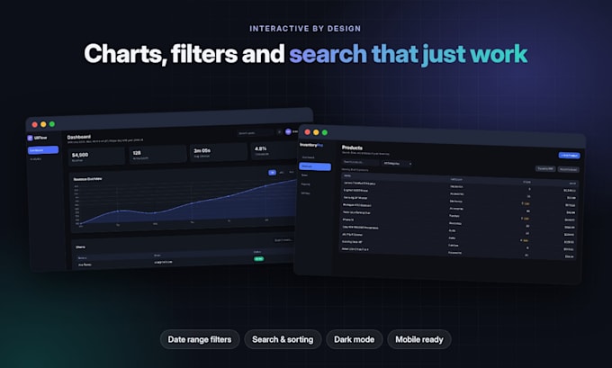 build a responsive admin dashboard with charts, tables and data export