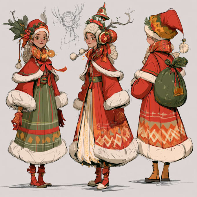 illustrate christmas card, christmas character