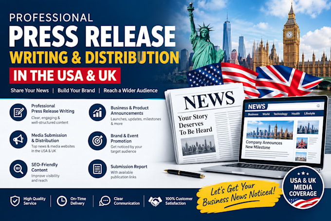 write SEO optimized press releases for US media distribution