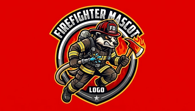 create firefighter mascot logo design with 1 day delivery