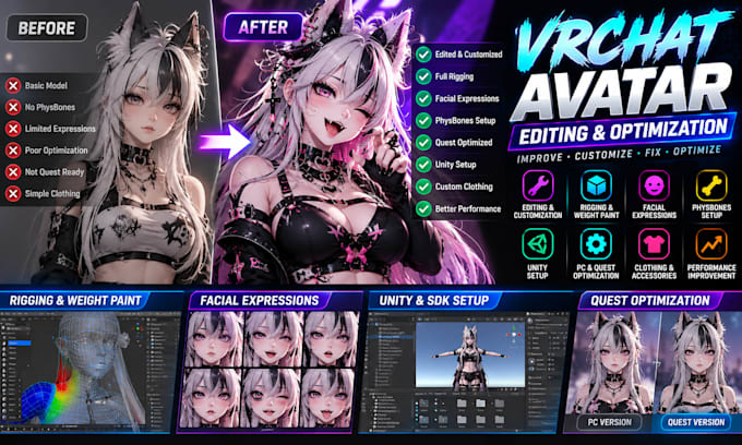 create a custom furry vrchat avatar or fursona 3d model