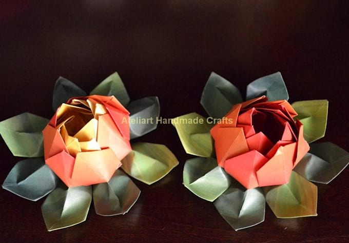 fold two origami lotus flower