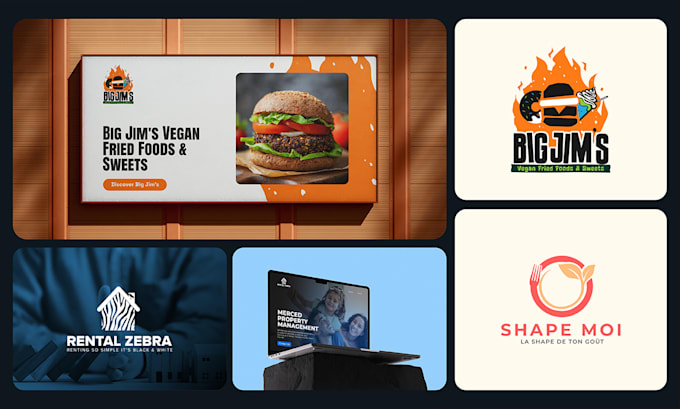 design 3 business logo, brand identity and visual identity