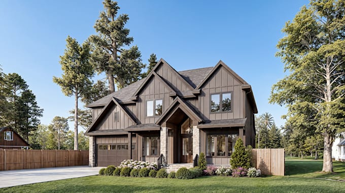 create photorealistic 3d exterior renders of houses