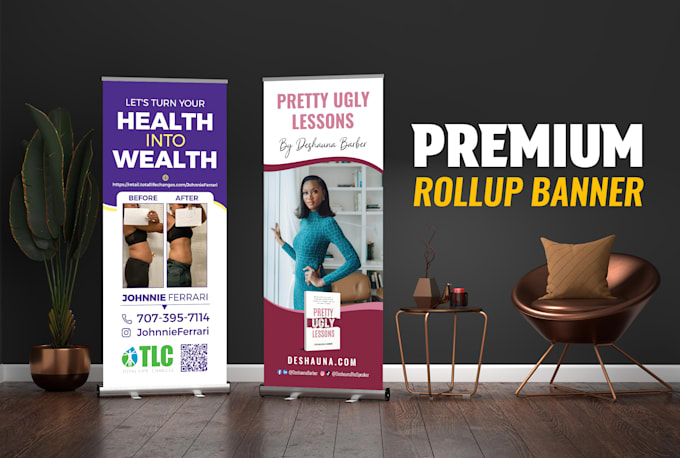 design amazing rollup, retractable, popup, or pullup banner