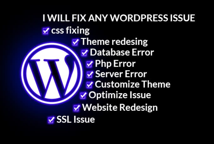 redesign wordpress website, customize website, fix issues