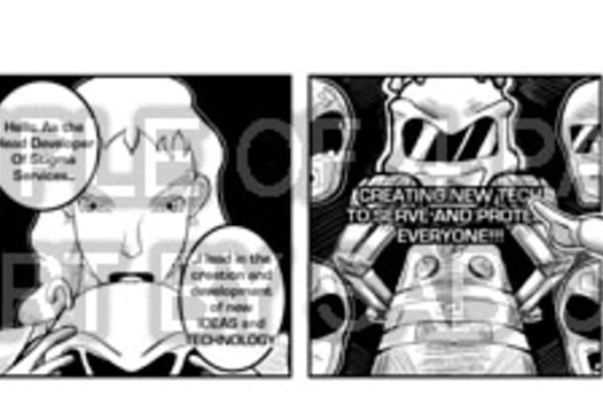 create a black and white 2 panel mini comic