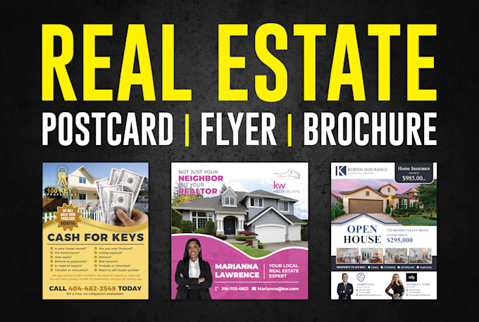 design professional real estate postcard, flyer, or brochure