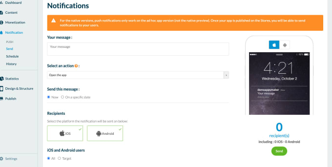 create, publish and maintain your app using goodbarber