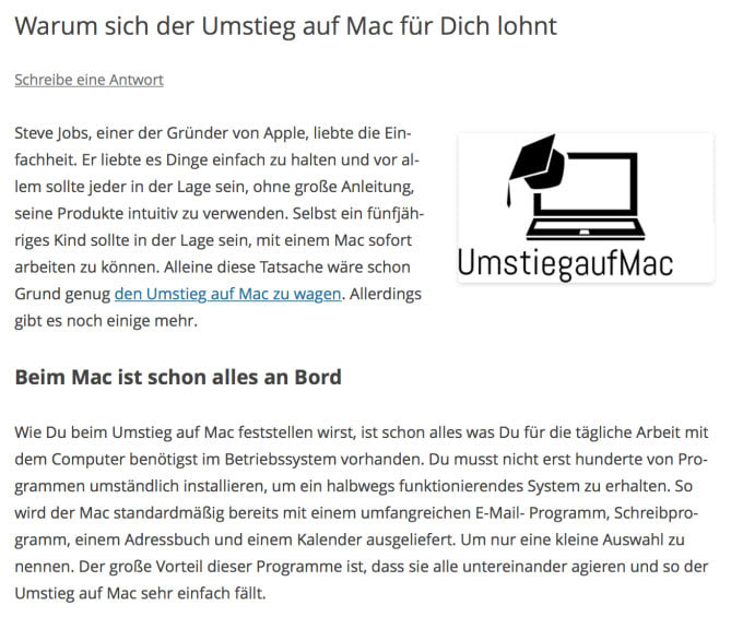 write german article 300 words on our product blog