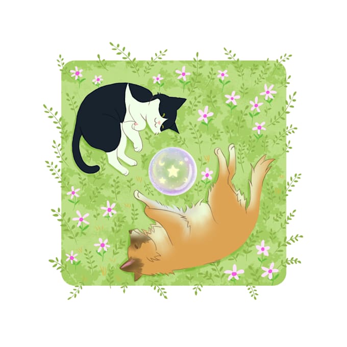 create a cute custom pet illustration in my style