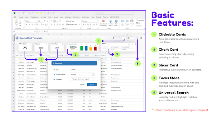 create interactive excel template using vba, charts and formula