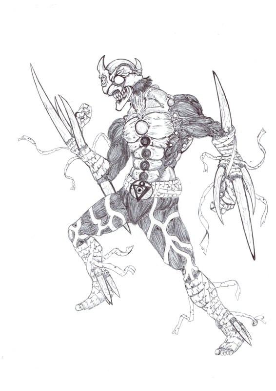 hand draw robot, monster, and alien character