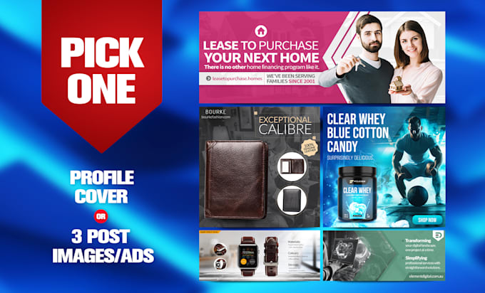 design you premium facebook cover or 3 post images