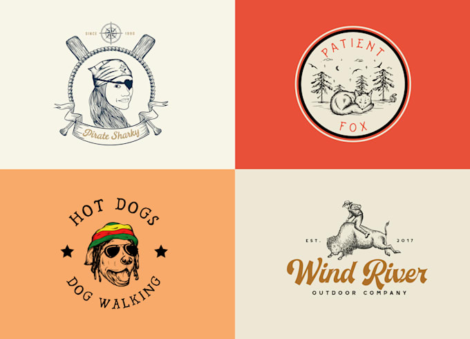 create hand drawn illustration logo design