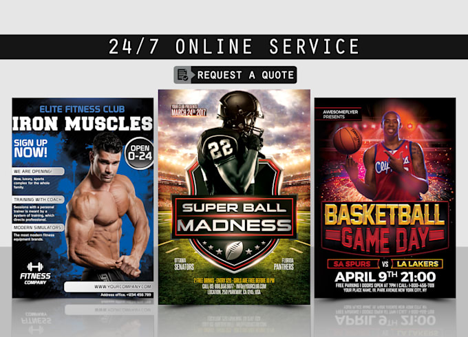 design sports, gym or fitness static flyer or motion poster
