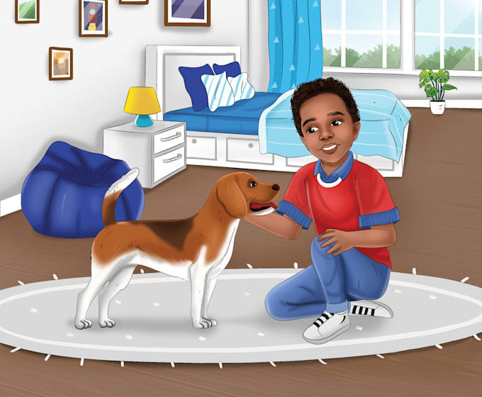 create a cute children book illustration and cover