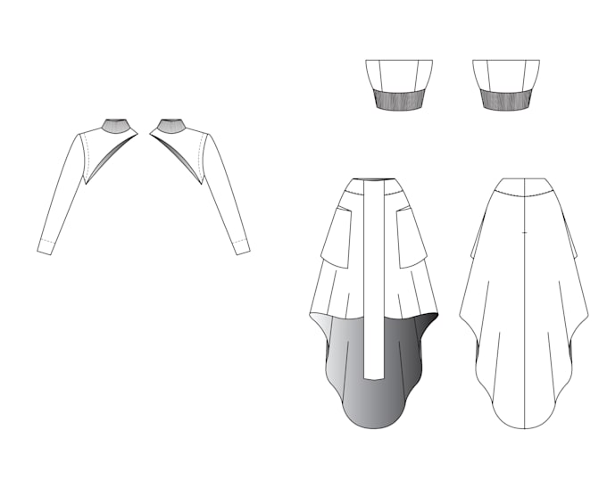 draw technical flat illustrations