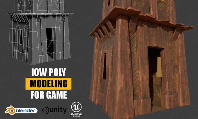 create 3d low poly model for any game with pbr texture