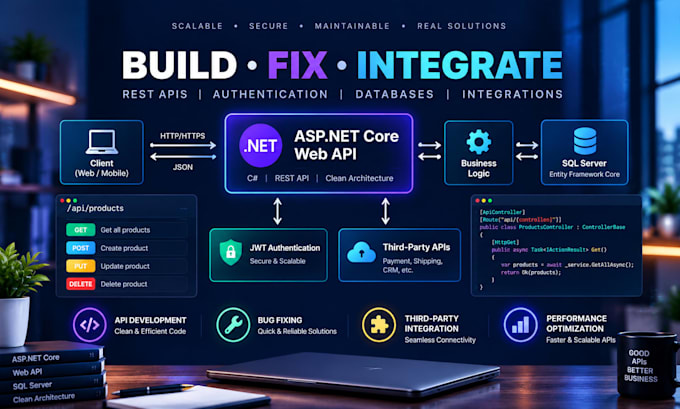 develop asp net core web apis and backend services