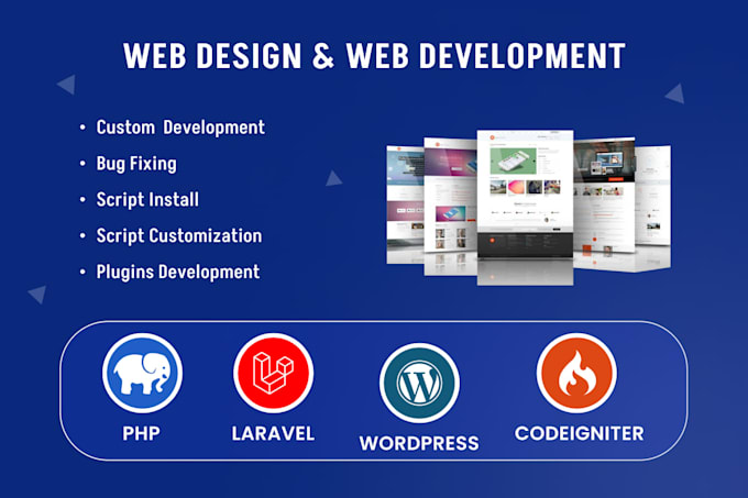 do website design, support, upgrade on laravel, shopify, wp
