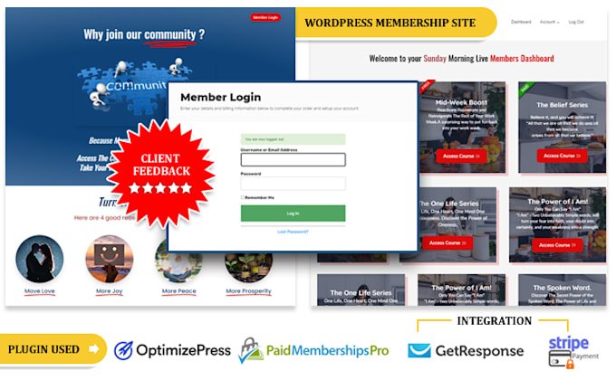 develop wordpress optimizepress membership site
