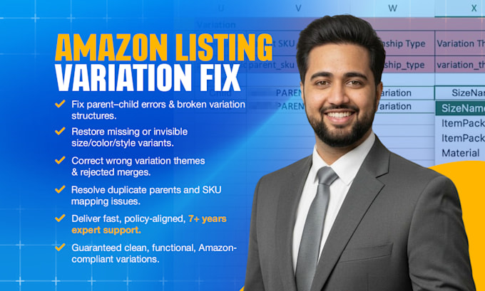 fix amazon variation listing issue or create parent child listing via flat file