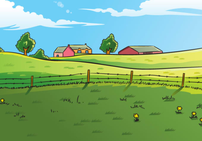 Draw any simple landscape background cartoon illustration with my style