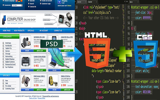 convert PSD file to html,Css