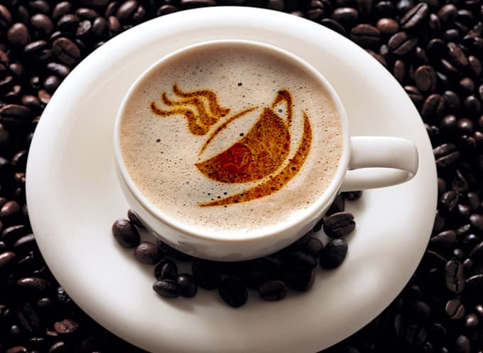 put your text or logo in a coffee cup with coffee powder