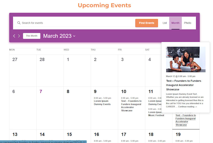 customize the events calendar in wordpress