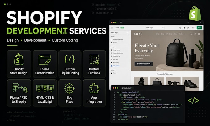 build, redesign, customize and develop a custom shopify store website