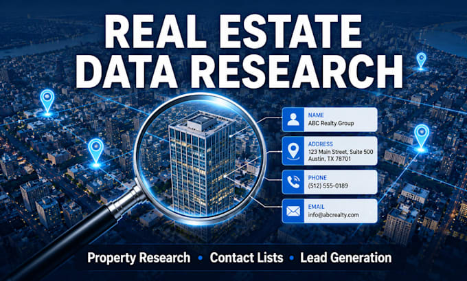 do excel data entry, web research, and lead generation for real estate