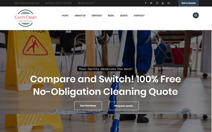 build cleaning company, janitorial, facility management website
