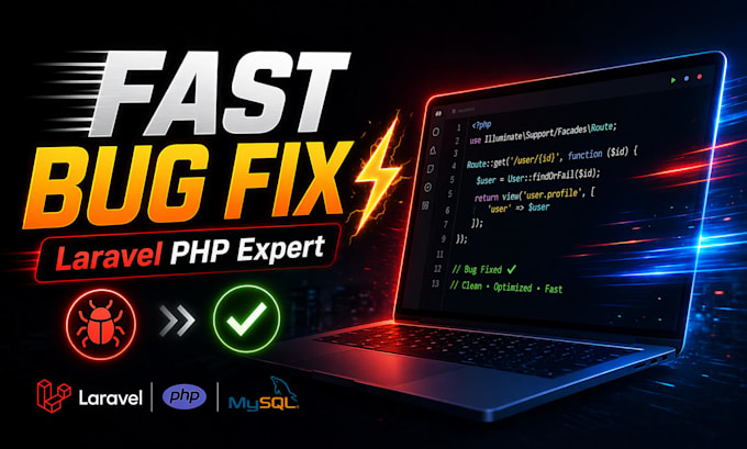 fix laravel PHP mysql bugs, debug errors and optimize website