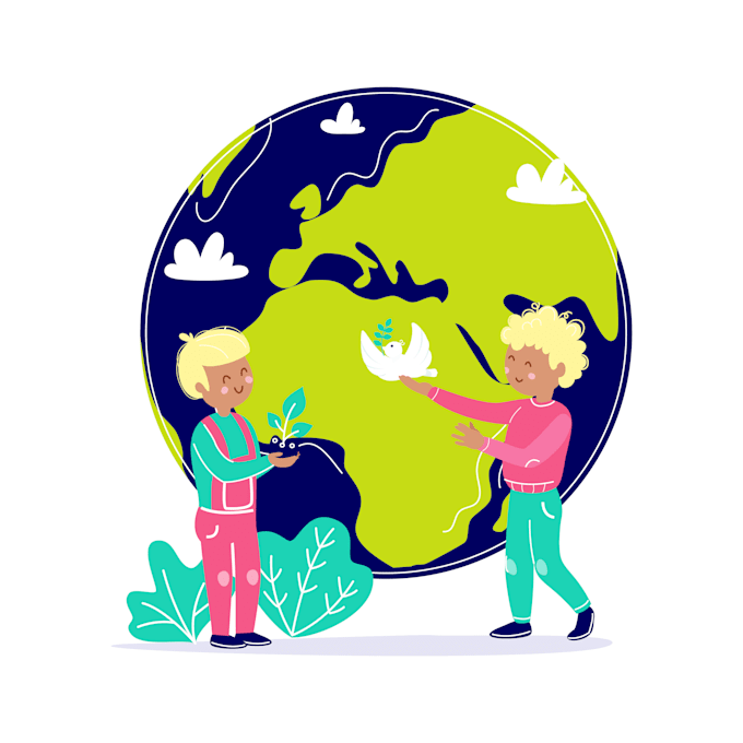 create vector illustration in cartoon or flat style