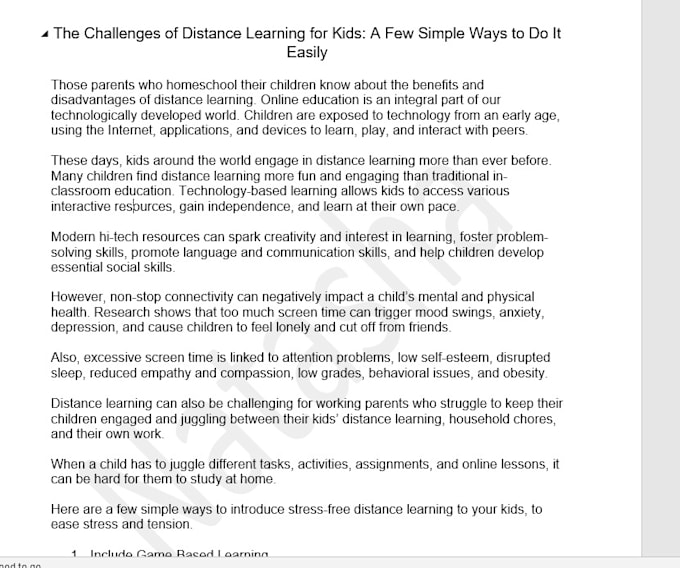 write SEO content on child development and education