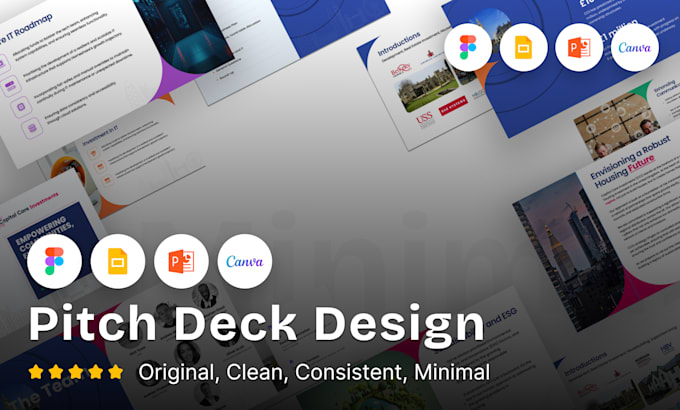 design presentation pitch in figma, PPT, google slides, canva