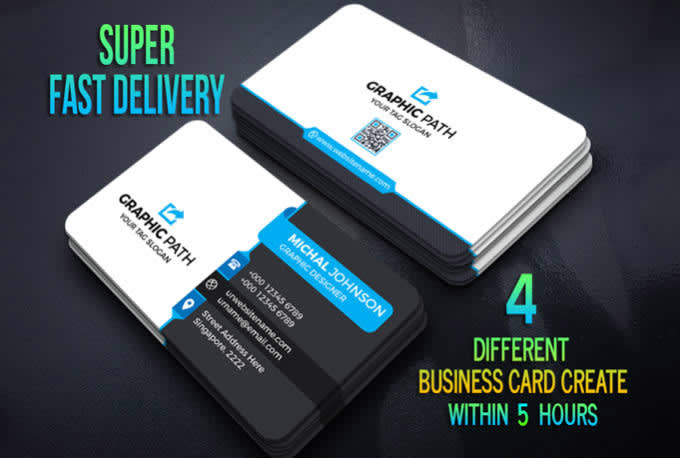 create 4 different business card design within 5 hours