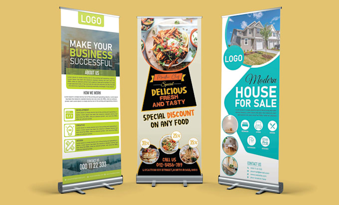 design or redesign roll up banner, retractable banner, signage