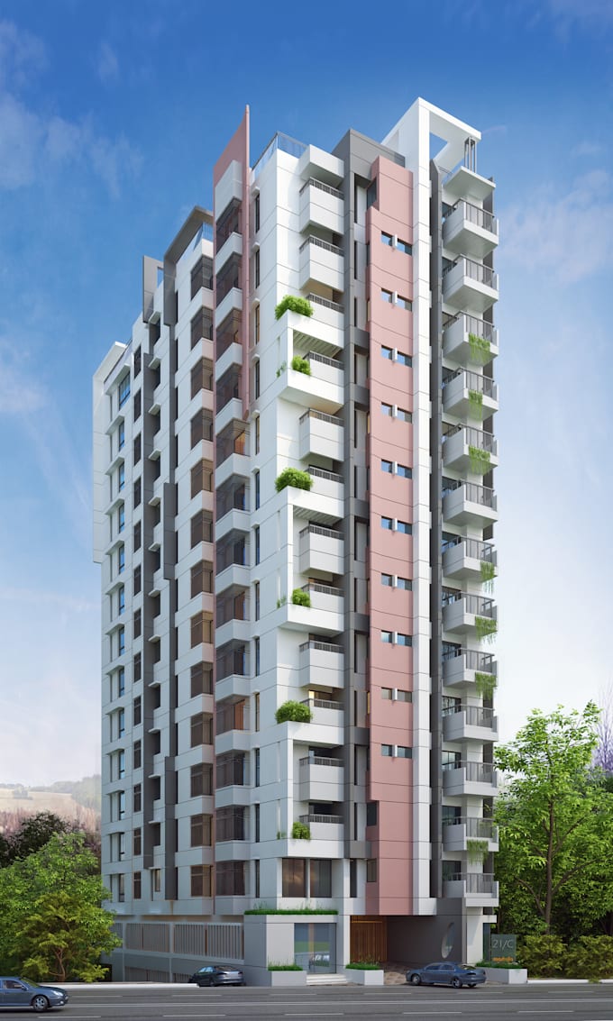design modern apartment plan, residential building,rendering