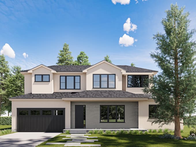 create 3d model and render exterior  for houses, buildings