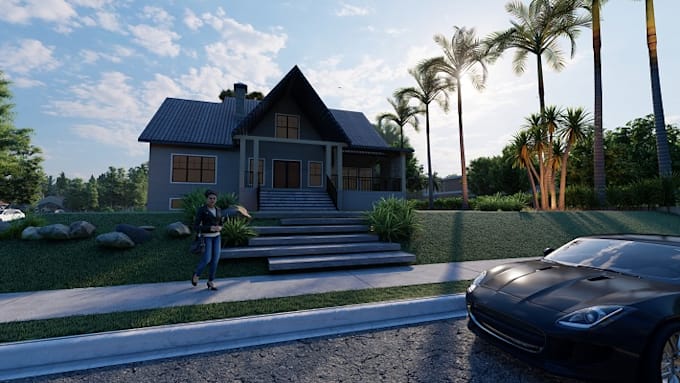 architecture 3d rendering for exterior