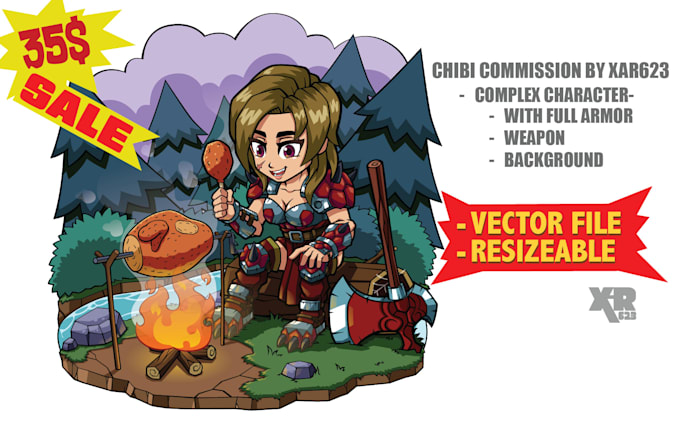 draw cute cool custom chibi for vtuber, dnd or pfp