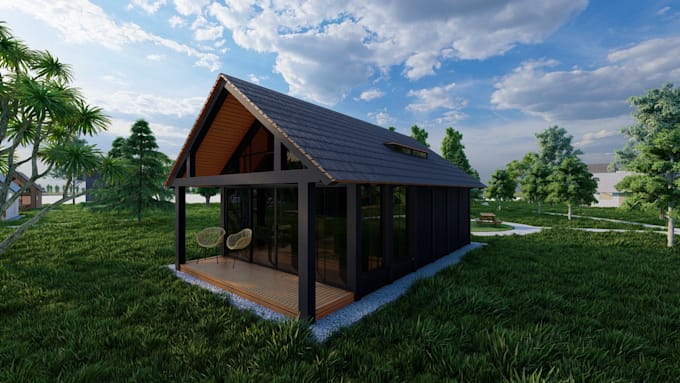 model and render 3d exterior house
