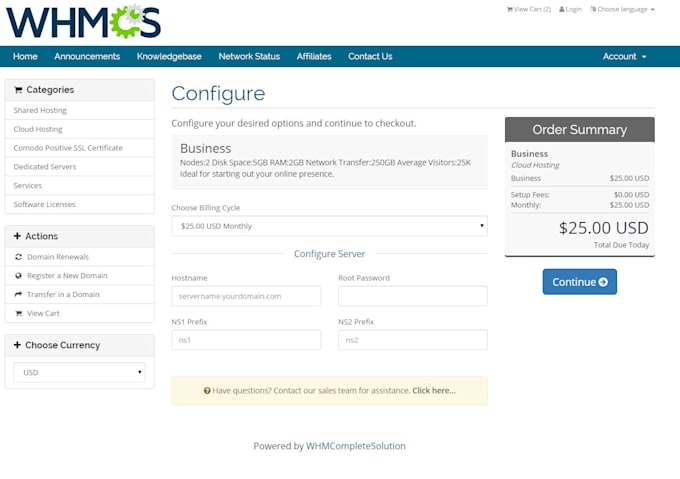 setup your WebHost with WHMCS