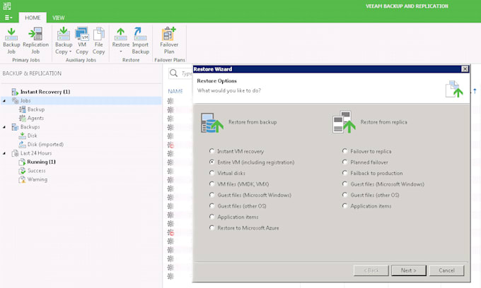 setup veeam acronis backup and restore