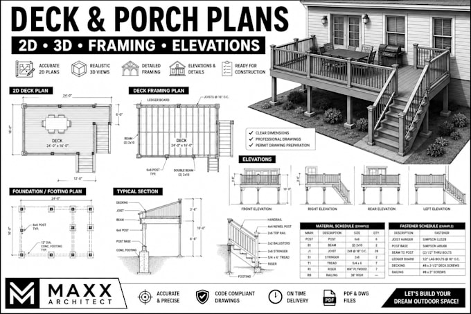provide, deck, porch, pergola or patio permit drawings