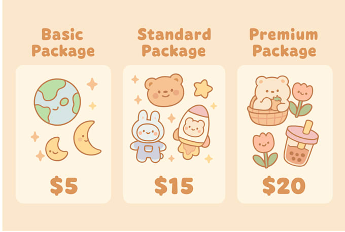 design cute kawaii stickers and doodles illustration